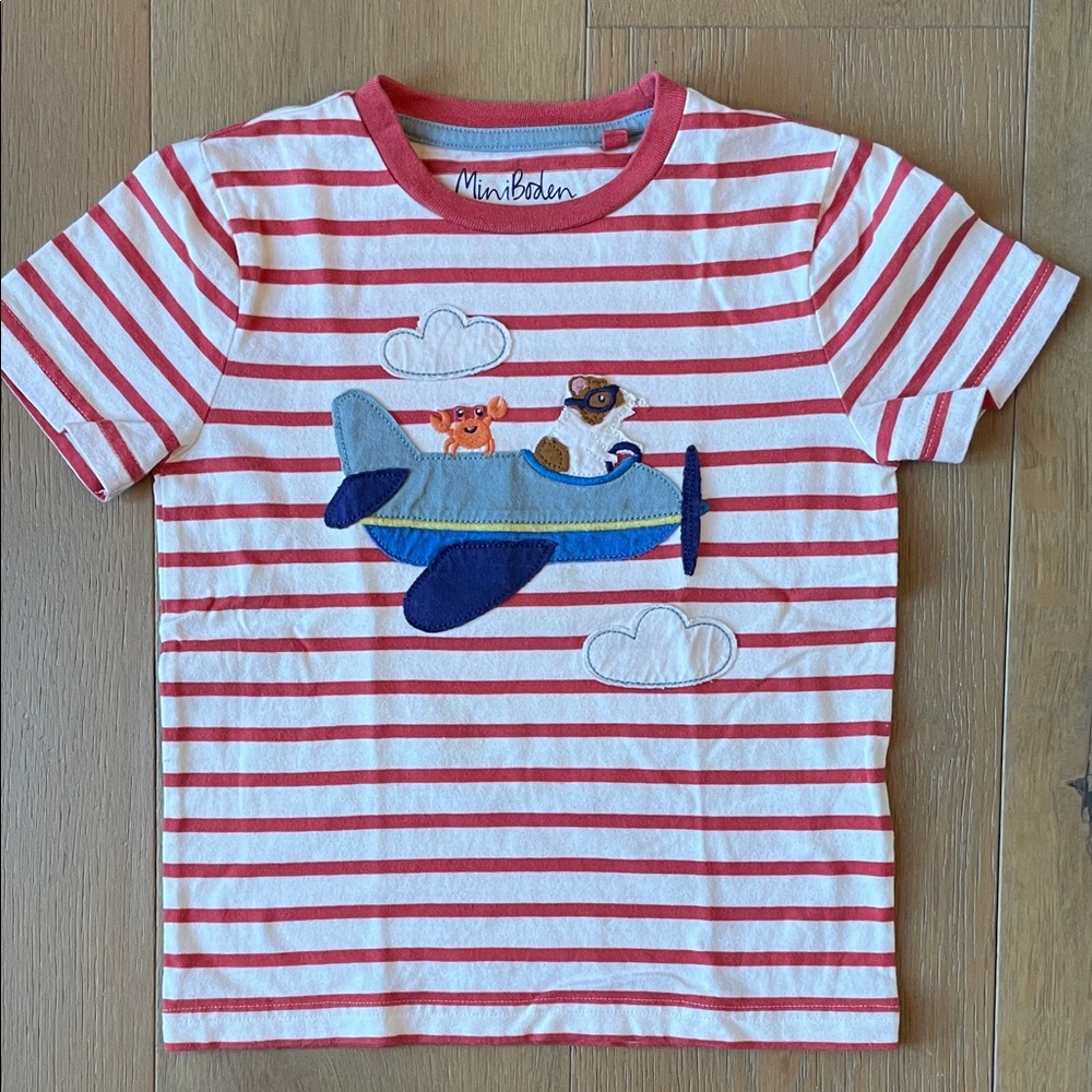 Mini Boden airplane and hamster tshirt, size 4-5